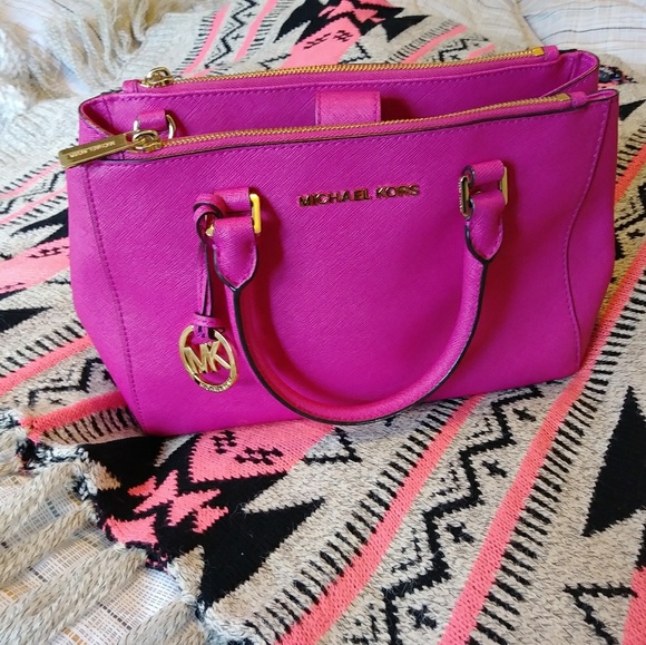 Michael Kors Handbags - Michael Kors Leather Satchel Raspberry Pink